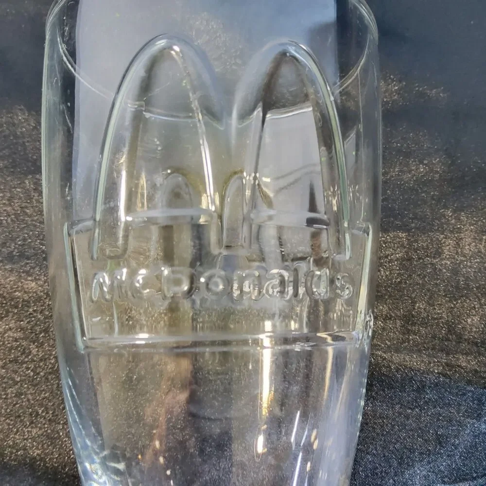 Vintage 1992 Clear Embossed McDonalds Drinking Glass Cup Collectors Glassware